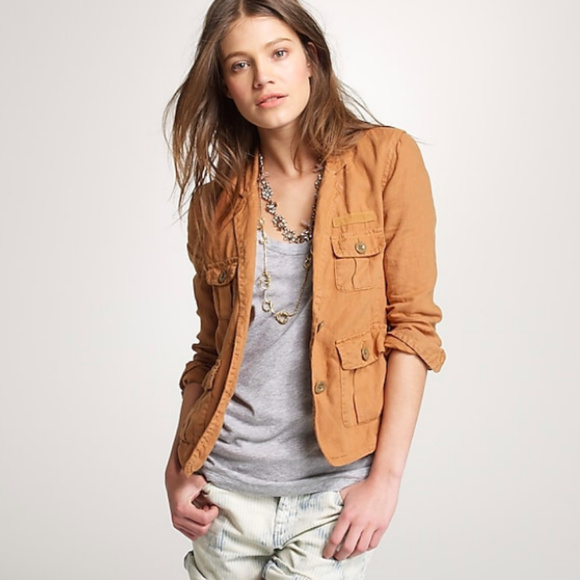 J. Crew Jackets & Blazers - J Crew Linen Military Blazer Jacket Ochre
